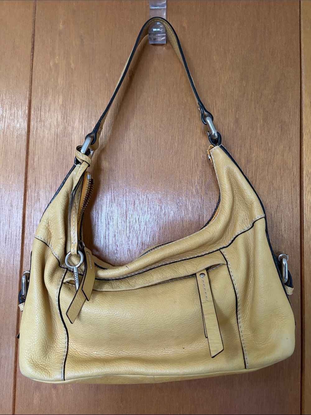 Fossil Soft Leather Shoulder Hobo in Yellow